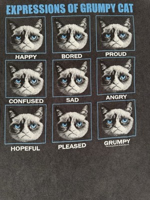 Grumpy Cat Expressions T Shirt Mens XL Black Funny Meme Graphic 2012 Cat Tee