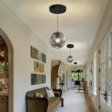 1-Light Black Pendant Light Kitchen Island Hanging Ceiling Fixture 2700K 