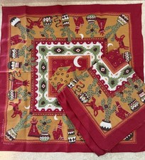 2 Vintage Made in the USA Southwest Coyote Bandanas Springs 50 Cotton 50 Poly