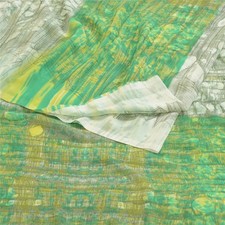 Sanskriti Vintage Green From India Sarees Printed Georgette Sari Craft Fabric