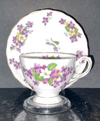 Tuscan Fine English Bone China Tea Cup &  Saucer Set. Woodland Violets