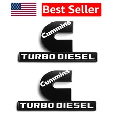 2-pack Oem Black Cummins Turbo Emblems For 2500 3500 Trucks - 6.2x3.4