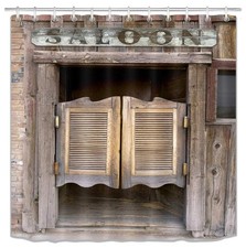 Rustic Western Shower Curtain Vintage Cowboy Saloon Design, 60x72 Inch
