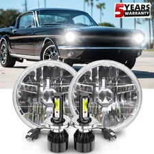 For Ford Mustang 1965~1973 Brightest Pair 7" Round Led Headlights High Low Beam