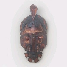 Hand Carved Wood Tiki Tribal Mask Wall Decor African Art 10"
