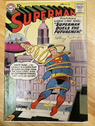 SUPERMAN #128 Nice Early Silver Age Superhero Vintage DC Comic 1959 GC+