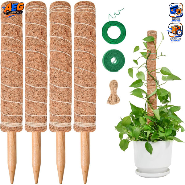Moosstab 40Cm Kokos Rankhilfe FüR Monstera Pflanzen 4 StüCk Garten-image
