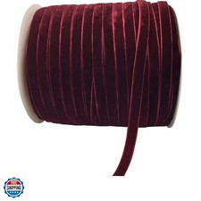 10 Yards Burgundy Velvet Ribbon Spool Wine, 3/8"