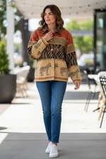 Tantrums Vintage Chunky Safari Zebra Jacket Tribal Brocade Medium