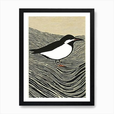 Gemeine Seeschwalbe Linolschnitt Vogel Kunstdruck gerahmt Wandbild Poster Leinwanddruck Bild
