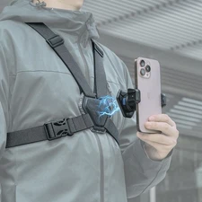 Phone Chest Mount Harness Strap Cell Holder for Video Black-01 