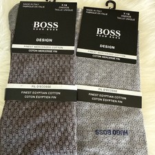 Hugo Boss NEW Lot Of 2 Gray HB Logo/ Mini pattern Men  s 7-13 Dress Socks