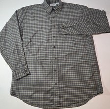 VTG LL Bean Flannel Shirt Mens LT Made In USA Tattersall Plaid Check Green Chore