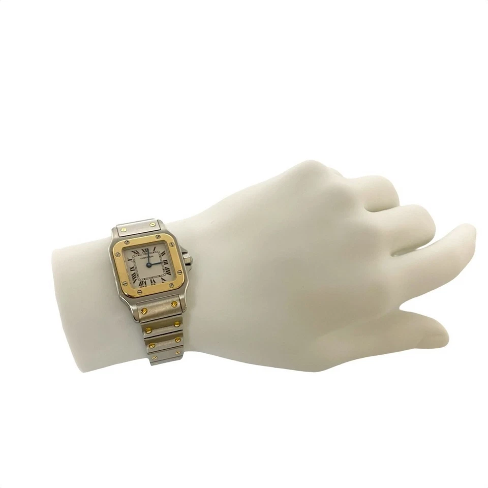 Reloj para mujer CARTIER Santos Galbe SM cuarzo acero inoxidable oro 18K, plateado, Foto 2 de 4