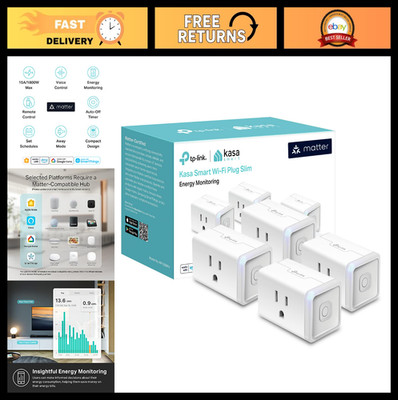Smart Plug with Energy Monitoring, Compact Design, 15A/1800W, Easy Setup, Works
