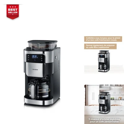 SEVERIN Cafetière Filtre Avec Broyeur 1,4L 1000W Écran Tactile Inox - Photo 1/4