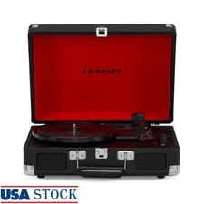 Bluetooth Vinyl Record Player Turntable W/ Speakers 3 Speed Adjustable Pitch New