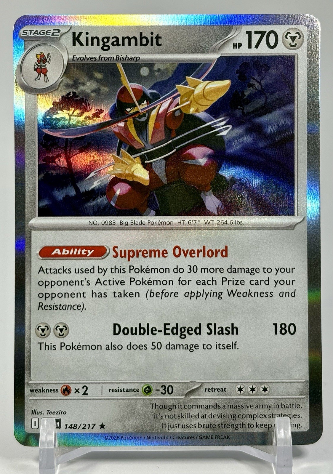 Kingambit 148/217 Rare Ascended Heroes Pokemon Holo Near Mint