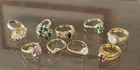 9pc Lot Costume Jewelry Vintage 14k & 18k Gold Plated HGE LIND Rings 6 7 8