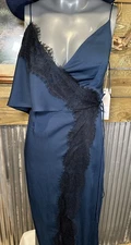 Keepsake Stop Me Lace Trim Maxi Dress Size S Dark Blue