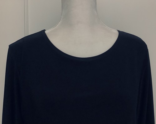 Sympli Women Sz14 Top Black Slinky Minimalist Trumpet 3/4 Slv Stretch Canada - Picture 3 of 9