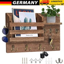 Schlüsselleiste Holz Schlüsselboard mit Ablage Schlüsselbrett Holz mit 8 Haken