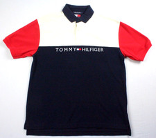 Vintage 90's Tommy Hilfiger Colorblock Spell Out Short Sleeve Polo Shirt Large