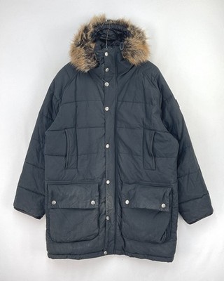 Barbour Gold Standard Baffle Moe Parka Mantel Herren Large schwarz gefütterte Jacke