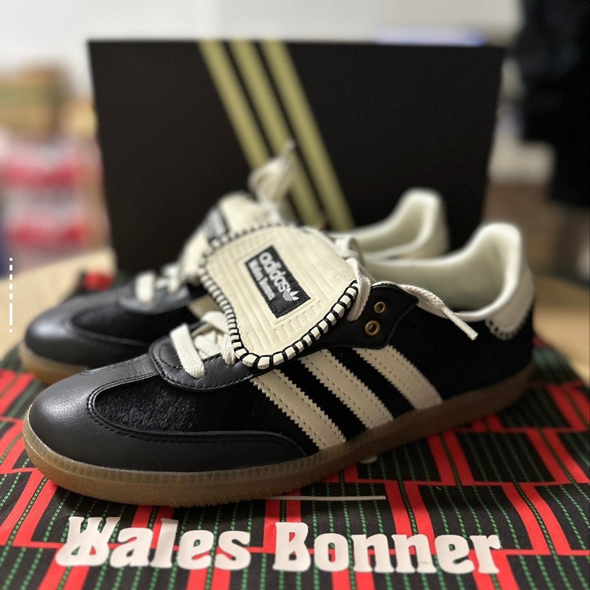IE0580 Wales Bonner adidas Samba Pony Tonal Low Core Black Cream