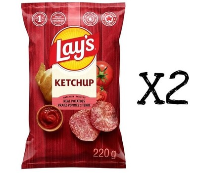 Lays Ketchup Chips Large Family Size 220g x2 Bags From Canada Fresh New