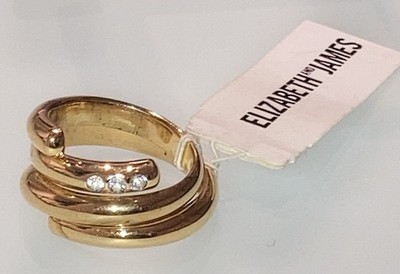 Elizabeth & James Vintage Neu mit Etikett 23 vergoldet 2 ineinandergreifende Topas Ringgröße 6