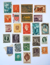 Vintage World Stamp Lot  Mixed International Historic Lot of 25 Stamps