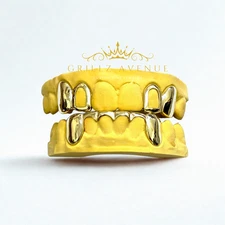 Custom FIT Grillz 4on6 with Open Face and Front Bar (925 Sterling Silver)