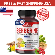 ULTRA HERBS Premium Berberine 12,200MG with Cinnamon, Milk Thistle *USA Made