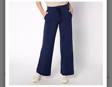 Denim  Co. Women's Pants Active French Terry Regular Wide Leg. Navy, X-Large.