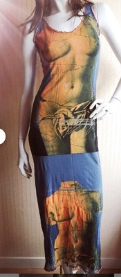 Jean Paul Gaultier - Langes Kleid Viskose bedruckt Venus De Milo