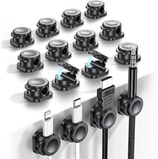16X Self-Adhesive Cable Holders Black Cable Clips Clamps Magnetic Closure