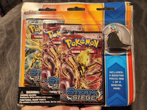 2016 POKEMON XY STEAM SIEGE Booster 3 Pack Blister Shiny Mega Gardevoir Pin