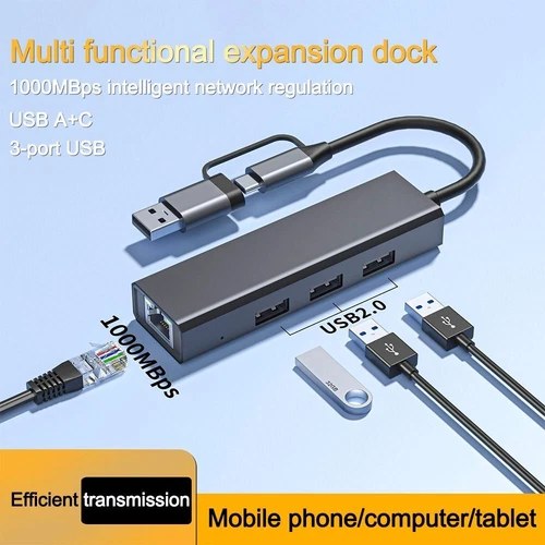 1000MBPS USB C HUB Data Transfer Expansion Dock Multiport Adapter