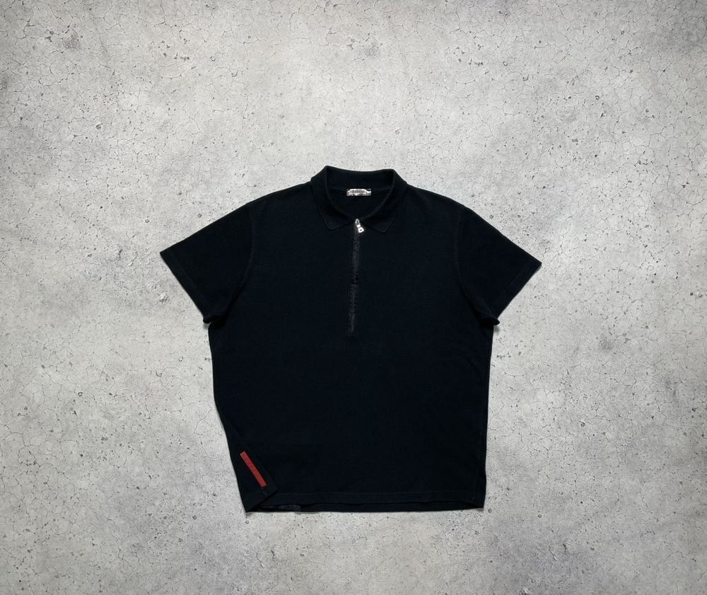 Prada Red Tab Vintage Luxury Polo Shirt 1/2 ZIp Pocket | eBay