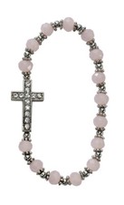 Pink Stone Cross Stretch Bracelet NEW Chirstian Faith Jewelry