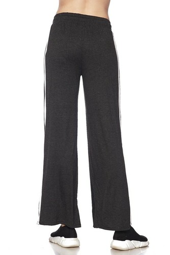 New Womens Rayon Drawstring Elastic Waist Striped Athletic Pants - Picture 3 of 12