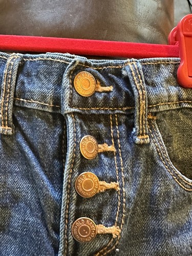 Old Navy Denim Blue Skirt Button Fly Girls M (8) Frayed Distressed Adj Waist - Picture 3 of 6