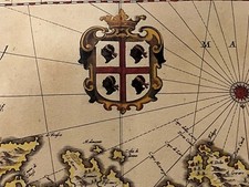 Grande Cartina Geografica Sardegna1642 Poligrafico Di Stato Filigranata a mano