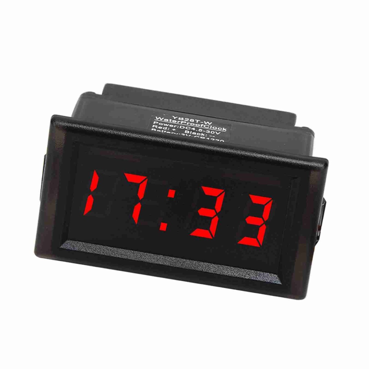 12V Digital Car Clock With Temperature Display - Waterproof LED Dashboard Clock
