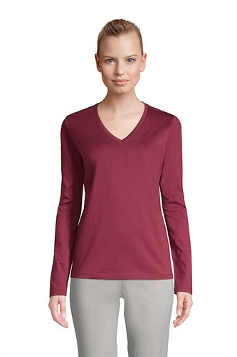 Lands' End Supima Cotton Long Sleeve V 