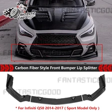 For Infiniti Q50 Sport 2014 -2017 Carbon Fiber Front Bumper Lip Spoiler Splitter