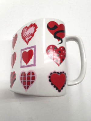 Kaffeetasse Becher in Herzform, '' I love you'' H. 8,5 cm