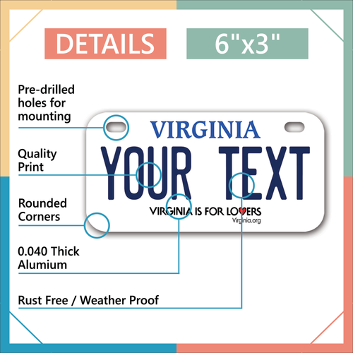 Custom state License Plates with personalized text Car 12x6- Moto 7x4 - Bike 6x3 - Picture 534 of 570