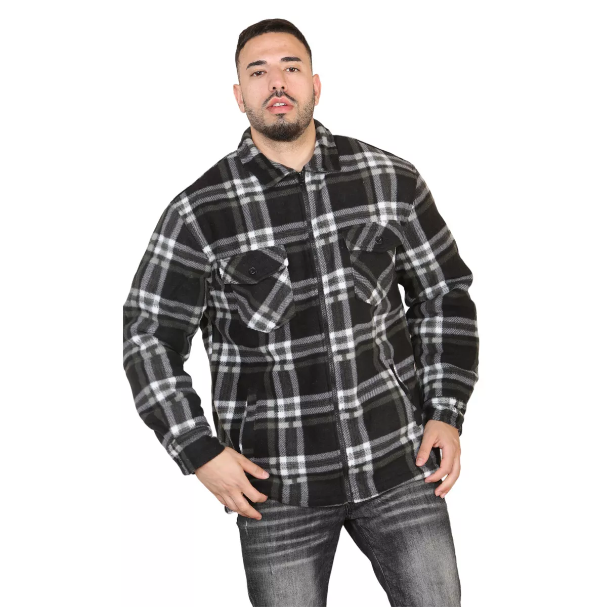 MENS PADDED SHIRT FUR LINED LUMBERJACK FLANNEL WORK JACKET WARM